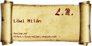 Löwi Milán névjegykártya